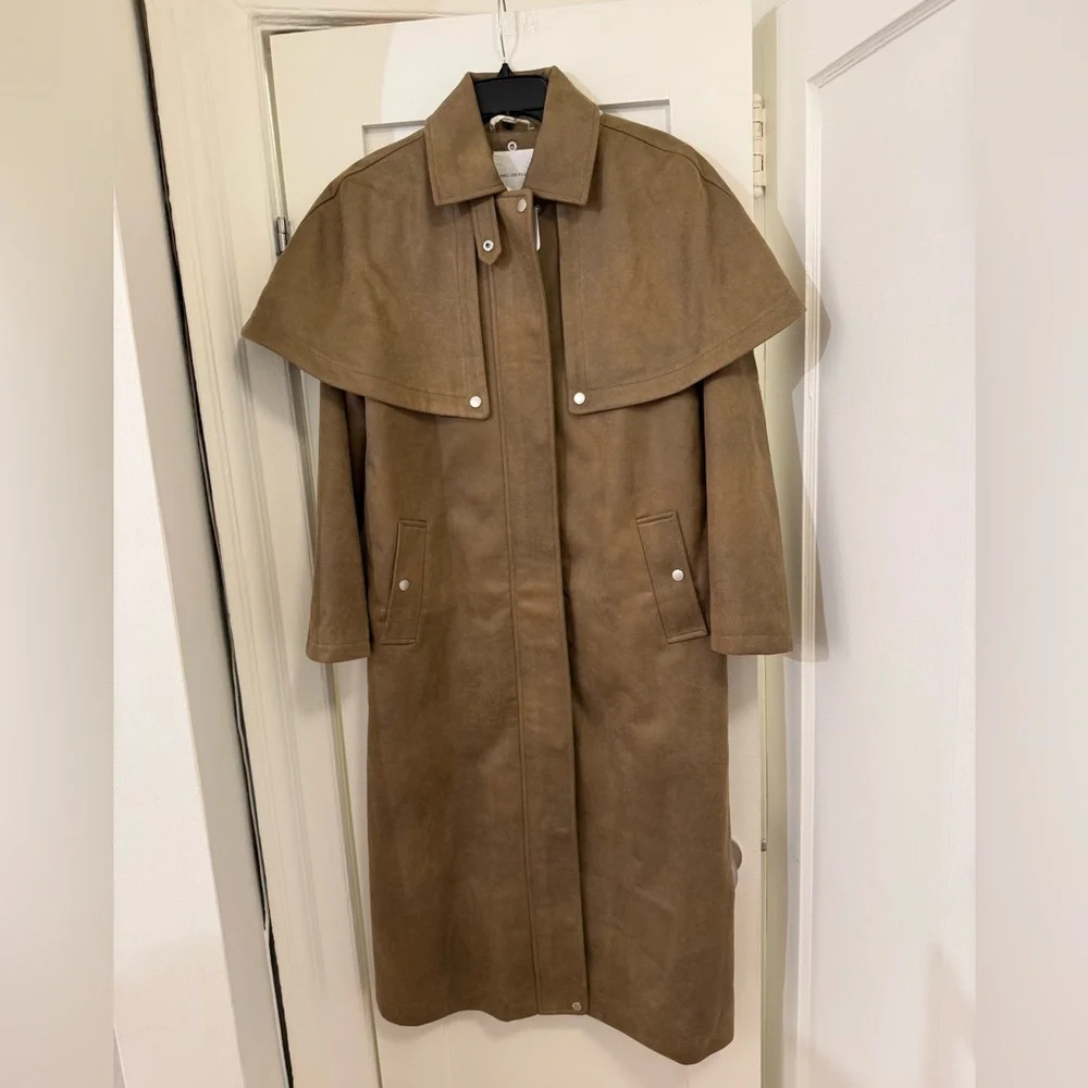 Avec Les Filles Faux Suede Cape Trench Coat - Picture 4 of 4